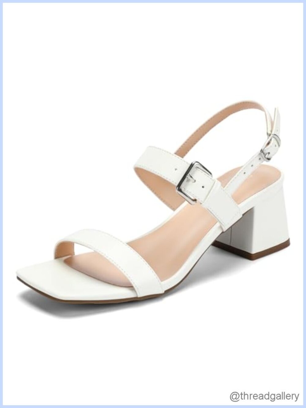 Wide Width Heeled Sandals Square Open Toe Ankle Strap Block Heel 2-Inch